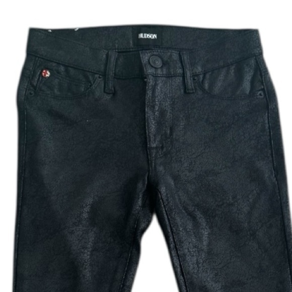 Hudson NICO Mid-Rise Super Skinny Black‎ Crackle Print Jeans Size 24 Crop Ankle - Picture 5 of 6